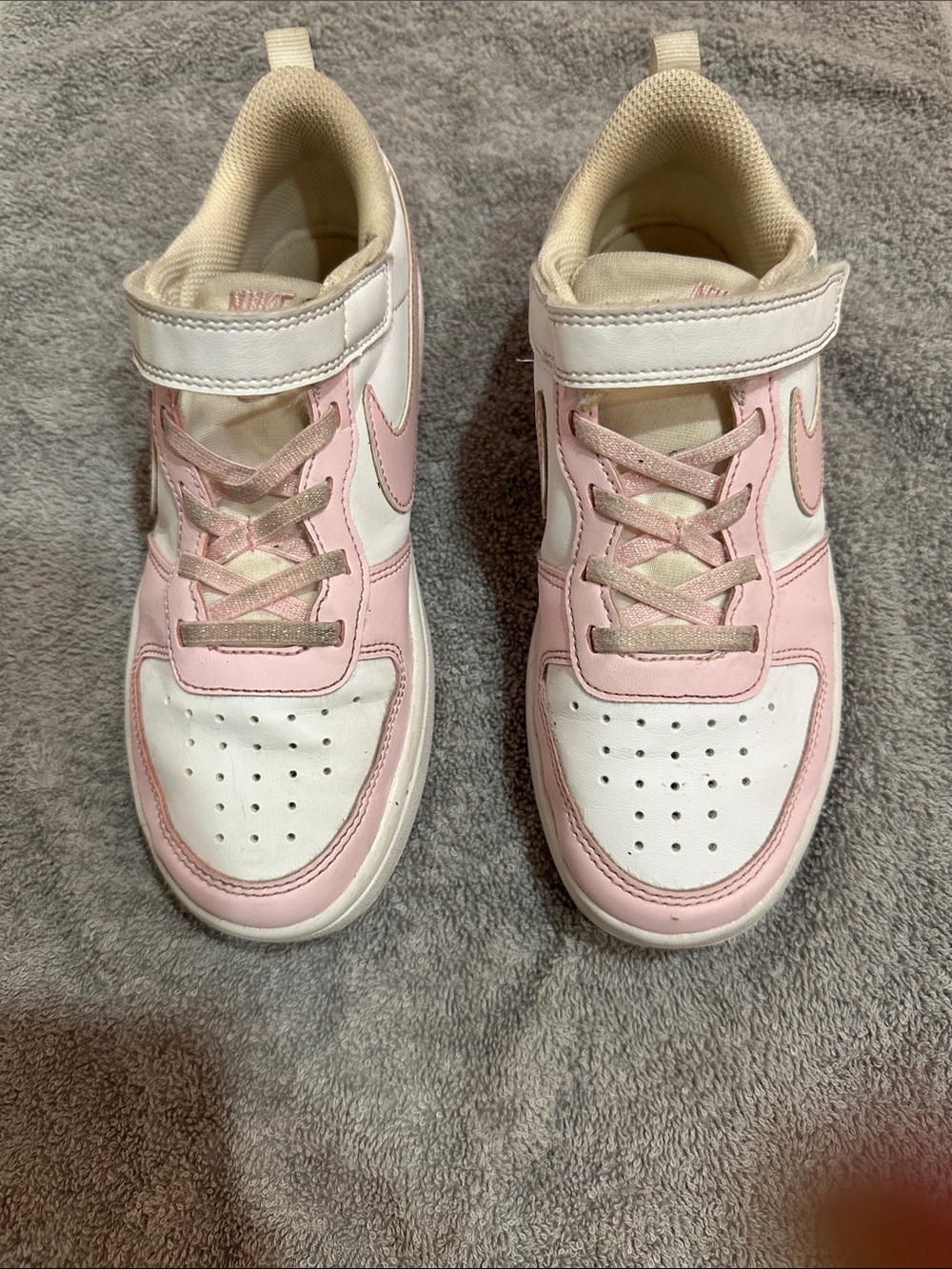 Nike Kids Pink and White Hook-and-Loop Sneakers